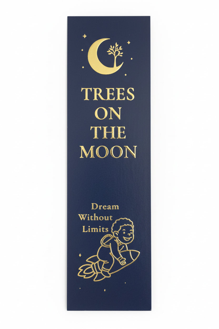 Trees on the Moon Bookmark with Raised Gold Foil